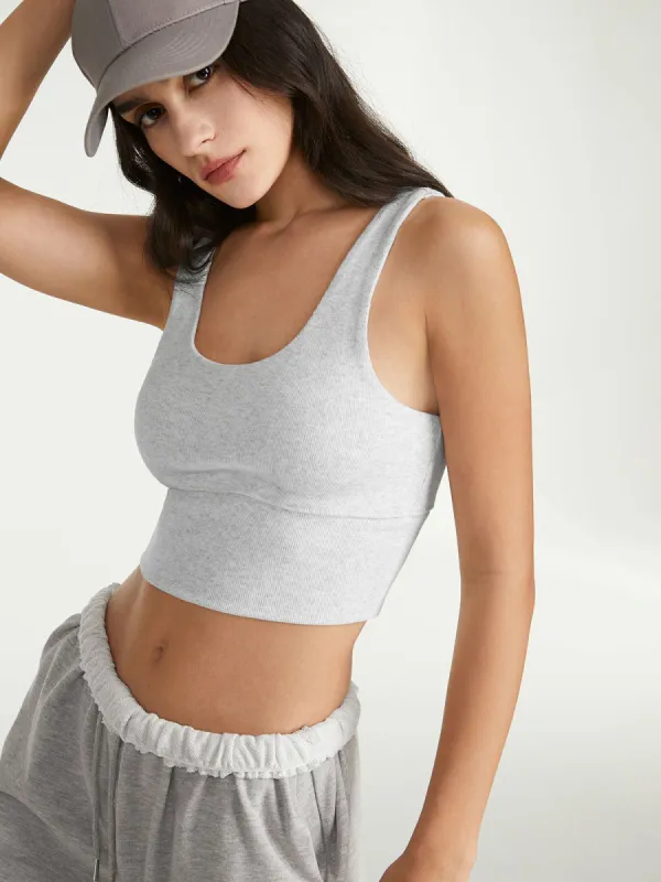 Cropped Light Ribbed Sports Tank Top sold by COMMENSE