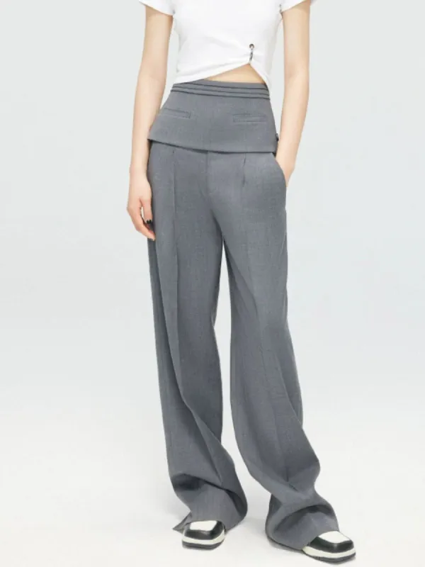 High Waist Patchwork Straight Leg Pants sold by COMMENSE