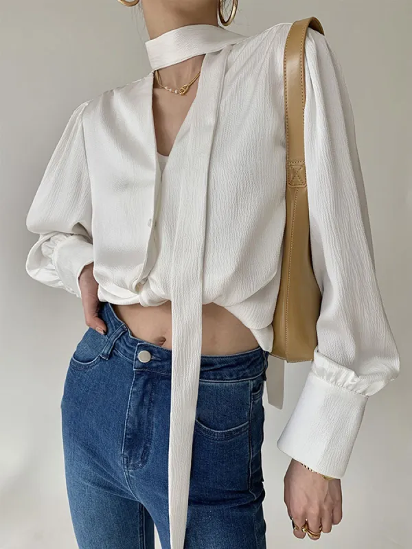 Buttom Down Satin Oversized Shirt sold by COMMENSE
