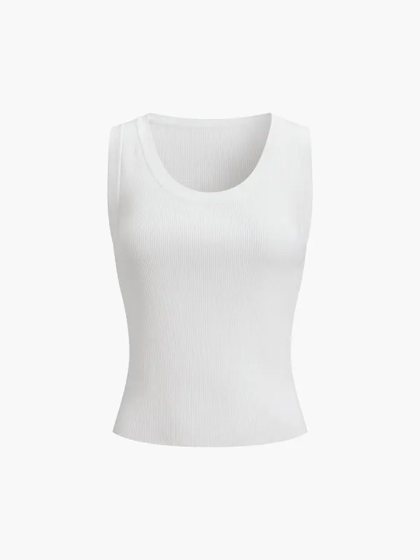 Basic Crew Neck Tank Top sold by COMMENSE