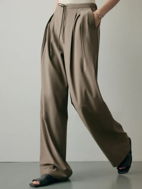 Always Neutral Pleat Wide Leg Pants made by COMMENSE