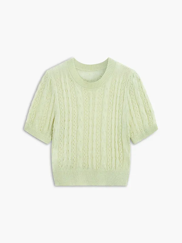 Spring Melody Crochet Eyelet Shirt sold by COMMENSE
