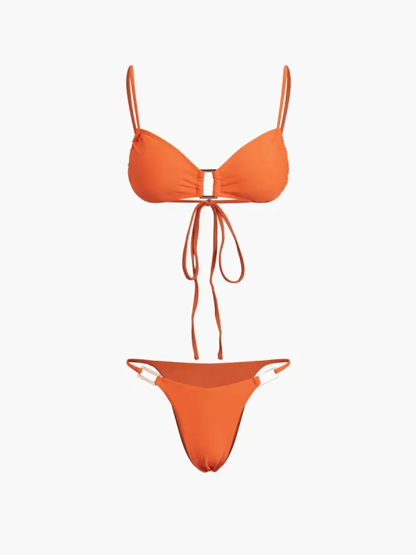 Square Ring Tie Back Two Piece Bikini Bathing Suit sold by COMMENSE