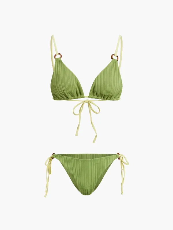 Ivy Tie Back Two Piece Bikini Bathing Suit sold by COMMENSE