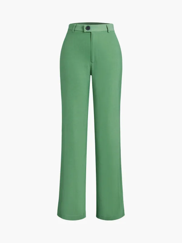 Fitted Button Straight Leg Pants sold by COMMENSE