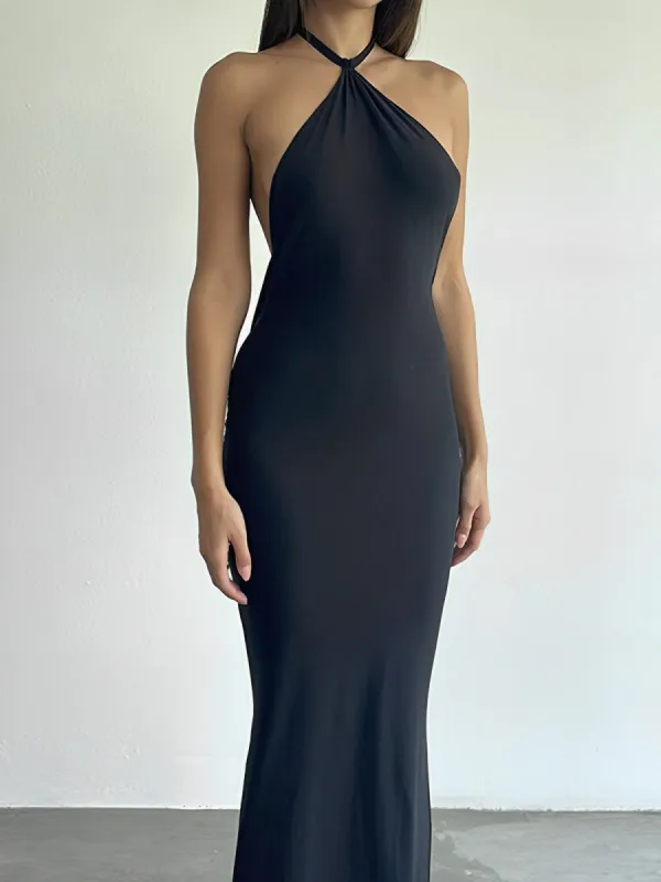 Effortless Halter Open Back Long Dress sold by COMMENSE