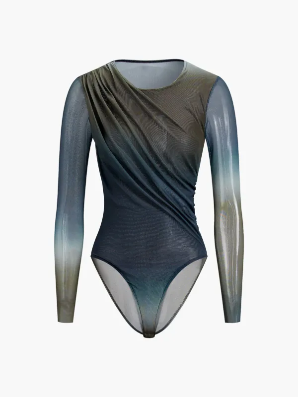 Dawn Ruched Mesh Bodysuit sold by COMMENSE