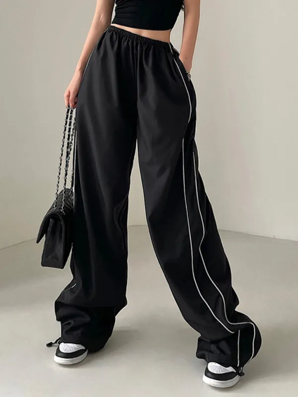 Leisure Baggy Drawstring Parachute Pants sold by COMMENSE