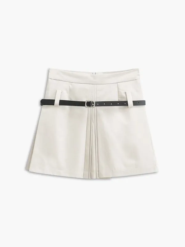 Basic Belted Pleated Skirt sold by COMMENSE