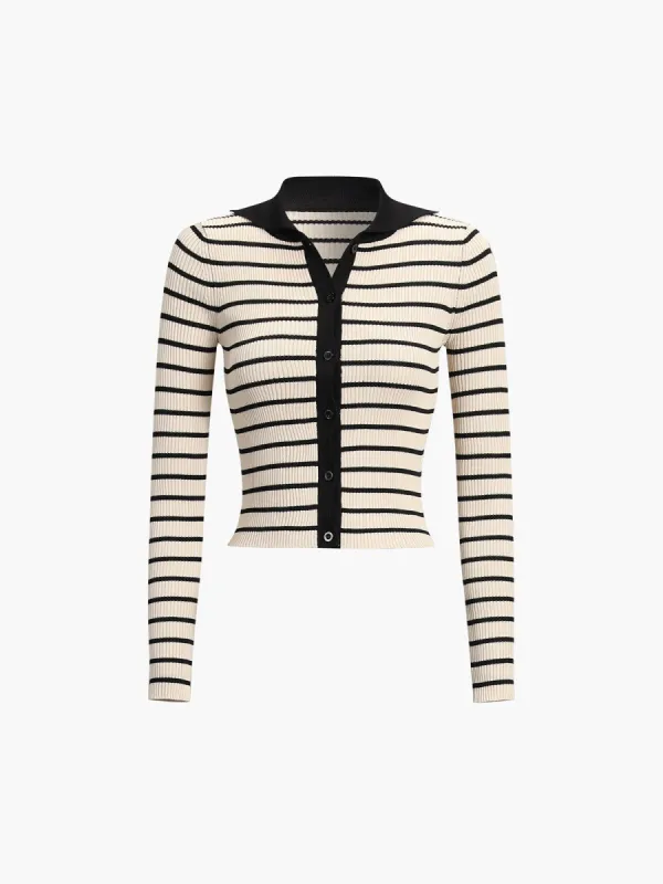Stripe Button Down Cardigan sold by COMMENSE