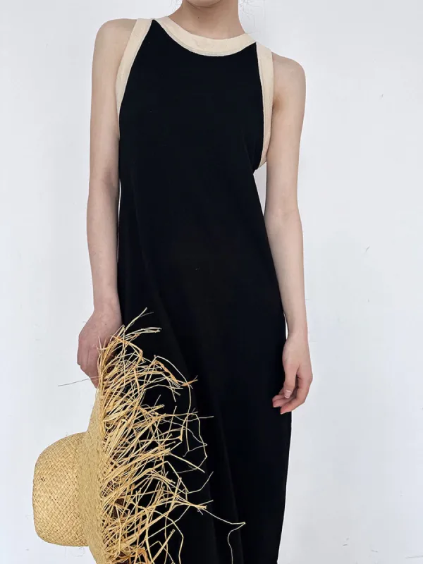 Contrast Trim Midi Sweater Dress sold by COMMENSE