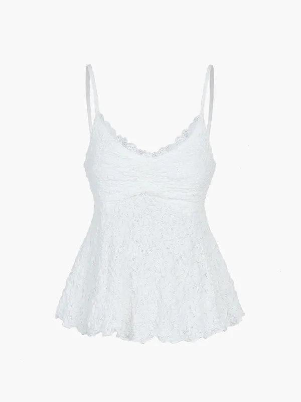 Coastal Cowgirl Lace Trim Textured Cami Top sold by COMMENSE