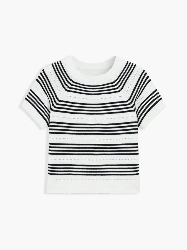 Stripe Eyelet T-Shirt sold by COMMENSE