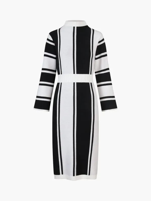 Stripe Long Sleeve Midi Sweater Dress sold by COMMENSE