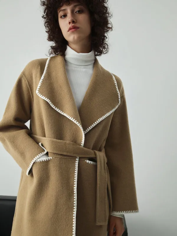 Double Faced Embroidered Trim Trench Coat sold by COMMENSE