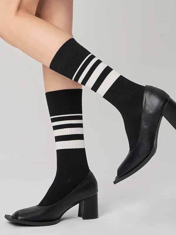 Stripe Mid Calf Socks sold by COMMENSE