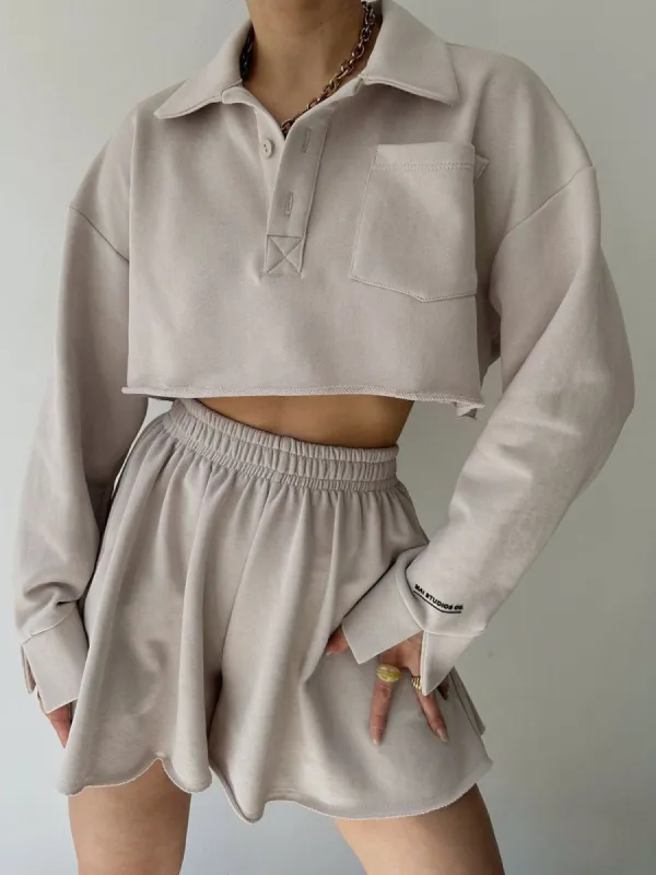 Athflow Long Sleeve Two Piece Shorts Set sold by COMMENSE