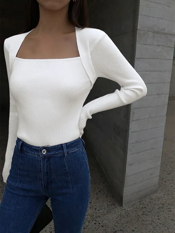 Essence Rib Long Sleeve Knit Top sold by COMMENSE
