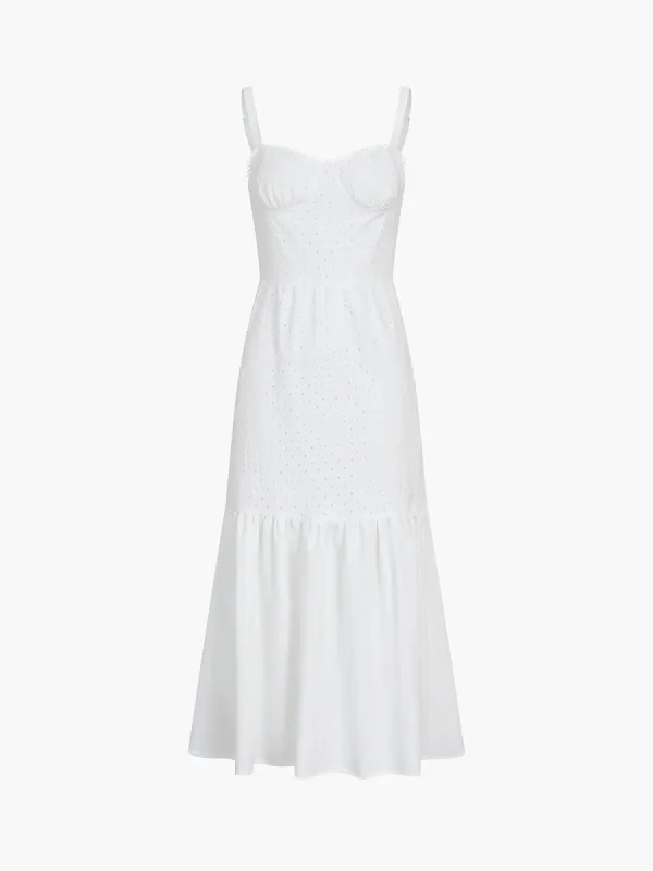 Coastal Cowgirl Eyelet Zippered Midi Dress sold by COMMENSE