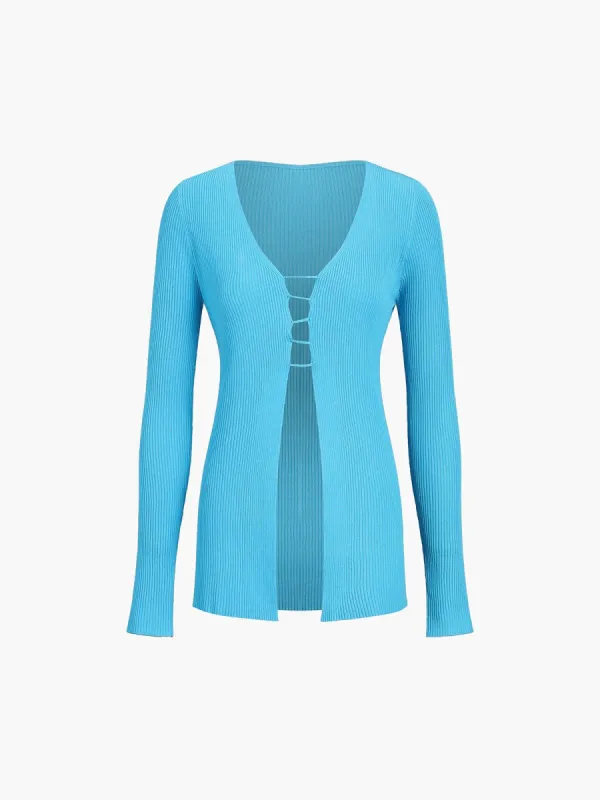 Azure Rib Fly Away Knit Top sold by COMMENSE