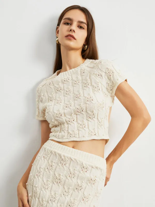 Coral Open Back Knit Crop Tied Top sold by COMMENSE