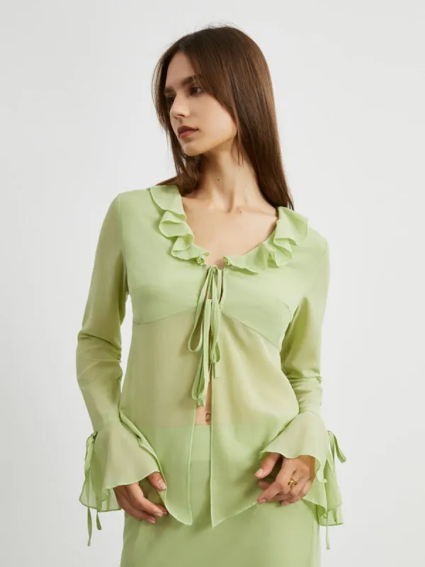 Greeness Ruffle Tied Top sold by COMMENSE