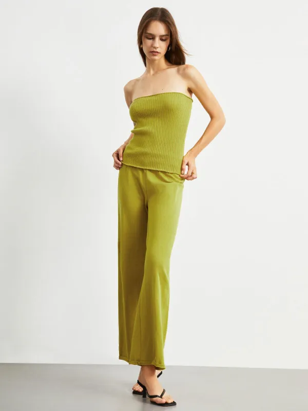 Serene Tube Rib Two Piece Pants Set sold by COMMENSE