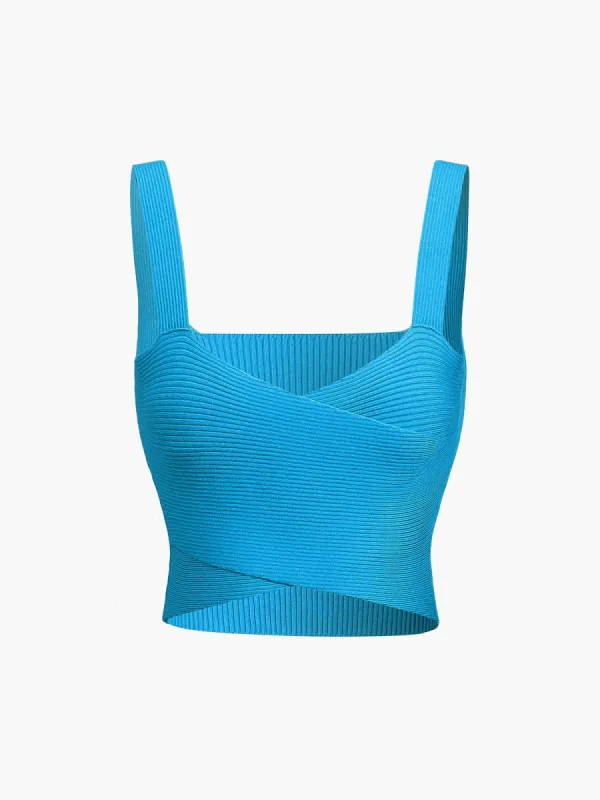 Criss Cross Rib Crop Top sold by COMMENSE