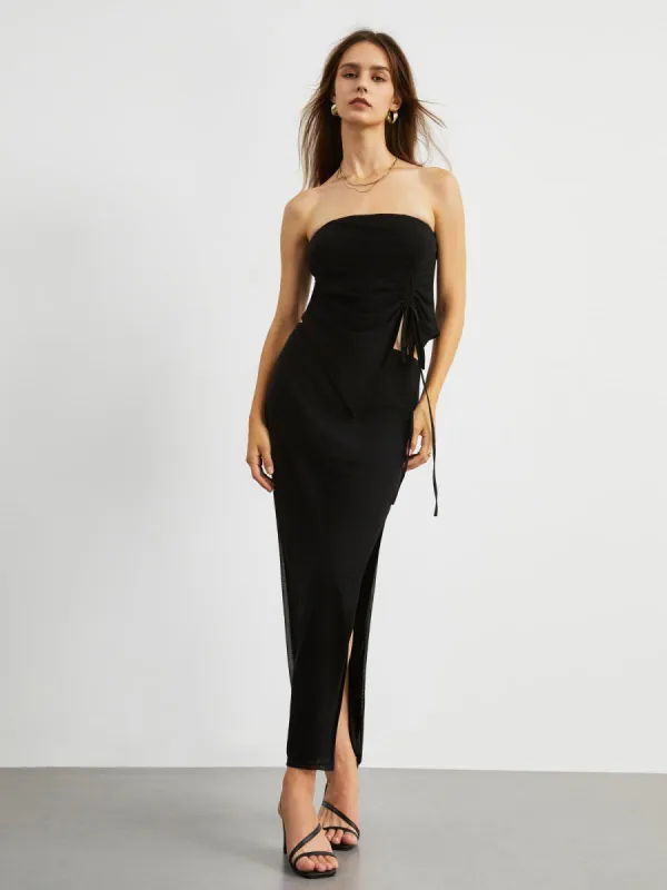 Tube Ruched Two Piece Skirt Set sold by COMMENSE