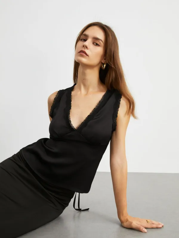 Effortless Lace Trim Blouse sold by COMMENSE