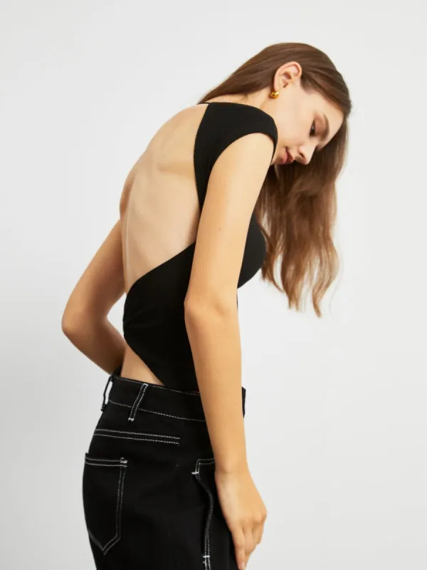 Open Back Twist Cap Sleeve Tank Top sold by COMMENSE