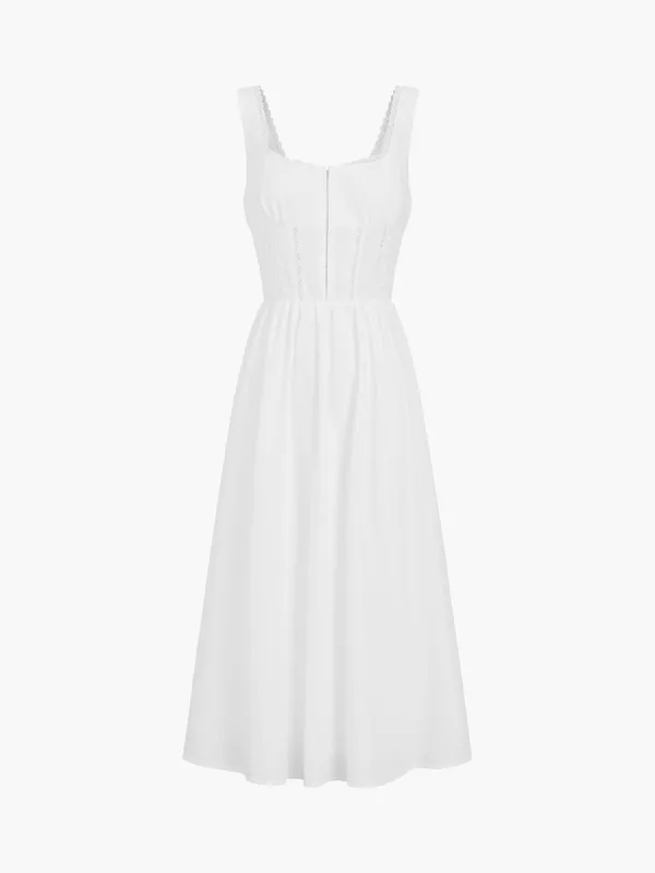 Coastal Cowgirl Lace Corset Zippered Midi Dress sold by COMMENSE