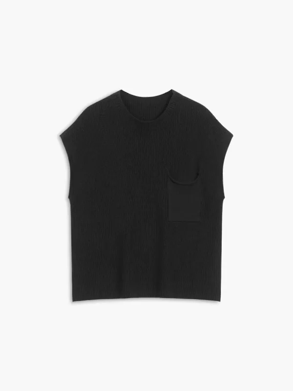 Leisure Pocket Rib Knit Top sold by COMMENSE