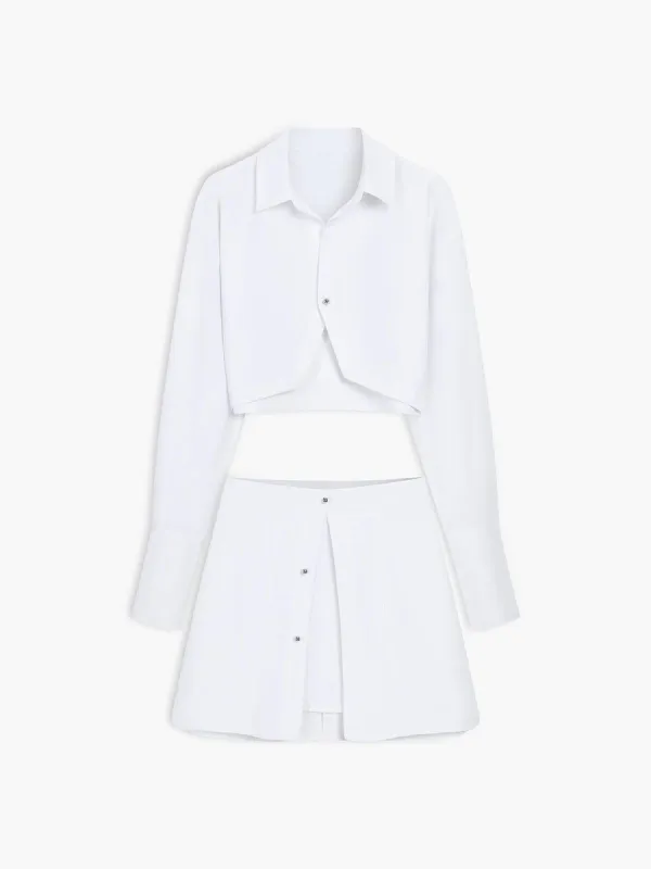 Long Sleeve Crop Shirt Two Piece Skirt Set sold by COMMENSE