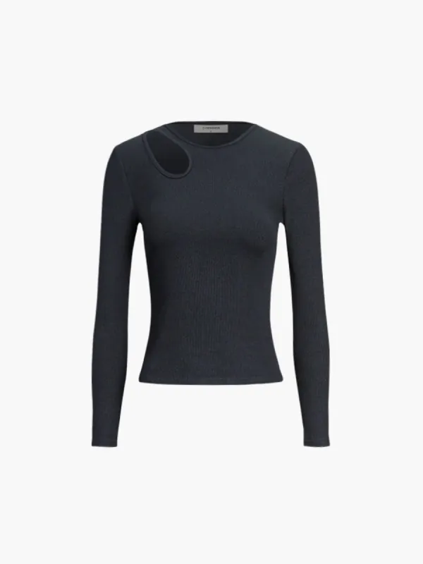 Slinky Cutout Long Sleeve Knit Top sold by COMMENSE