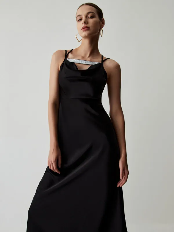 Cowl Neck Open Back Satin Long Dress sold by COMMENSE