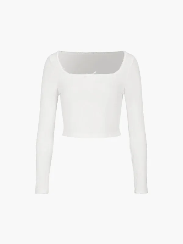Leisure Long Sleeve Crop Shirt sold by COMMENSE