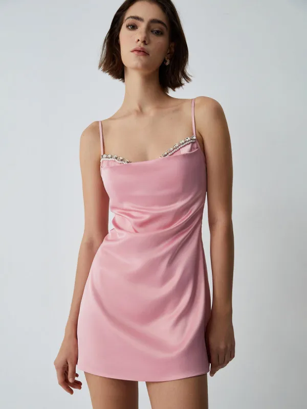 Diamante Satin Short Dress sold by COMMENSE
