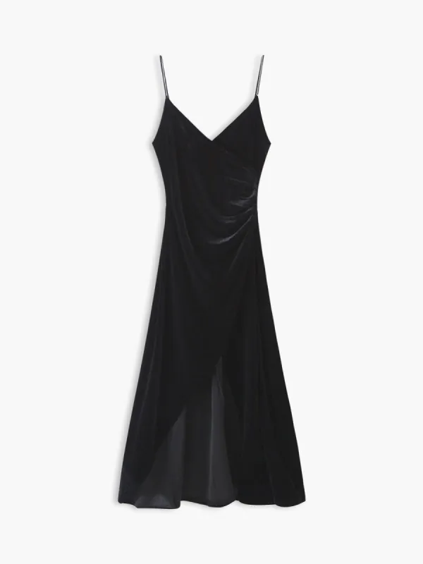 Diamante Strap Velve Midi Dress sold by COMMENSE