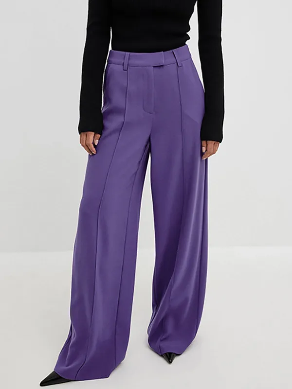 Lavender Wide Leg Pants sold by COMMENSE