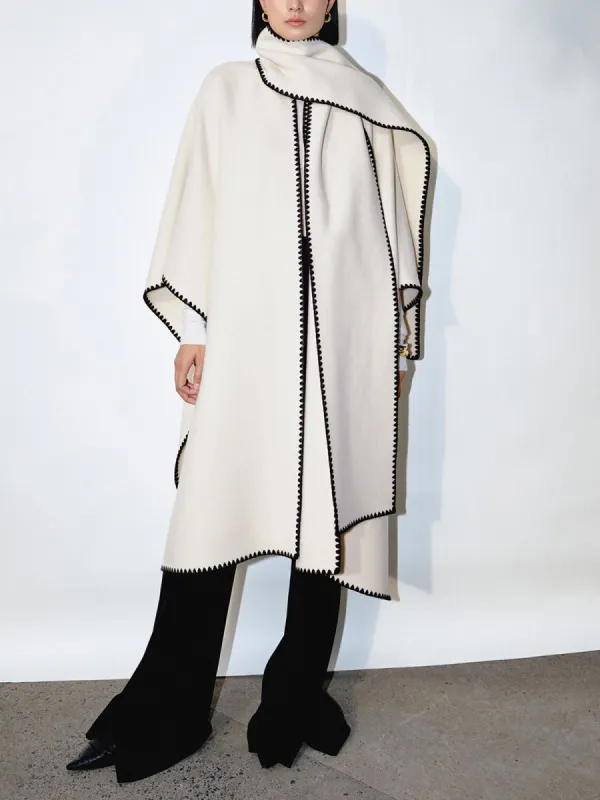 Making Moments Contrast Trim Scarf Coat sold by COMMENSE