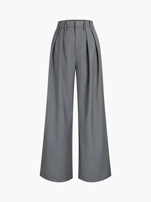 Essential Double Pockets Pleat Wide Leg Dress Pants sold by COMMENSE