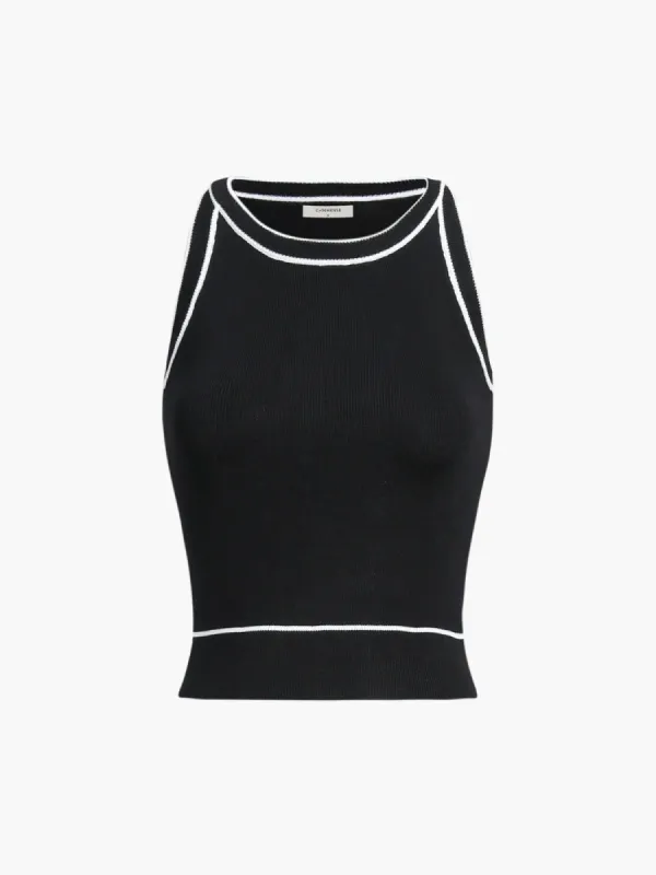 Basic Contrast Trim Tank Top sold by COMMENSE