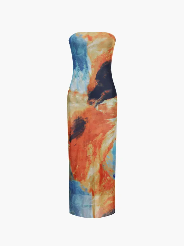 Tulle Mesh Tube Midi Dress sold by COMMENSE