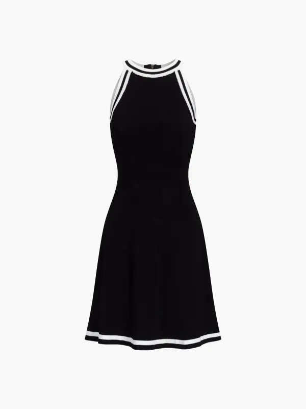 Contrast Trim Zippered Short Sweater Dress sold by COMMENSE