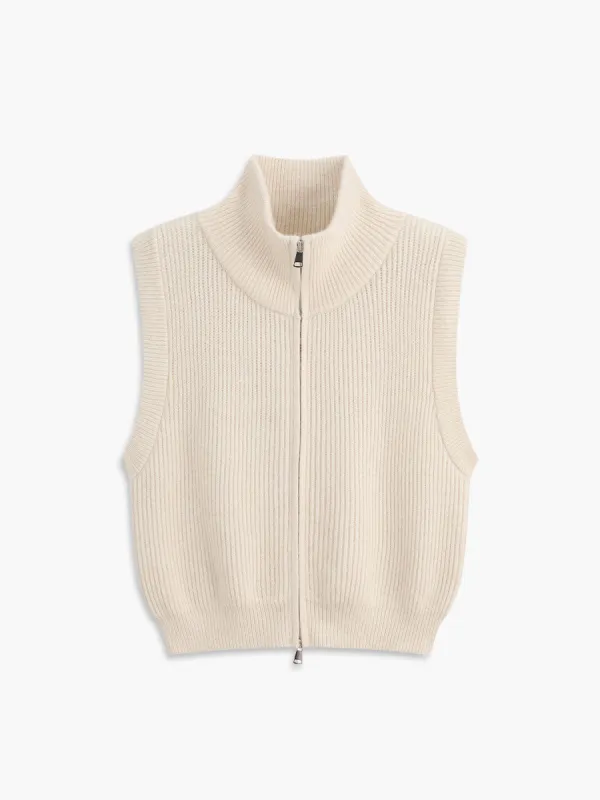 Two Way Zip Mock Neck Sweater Vest sold by COMMENSE