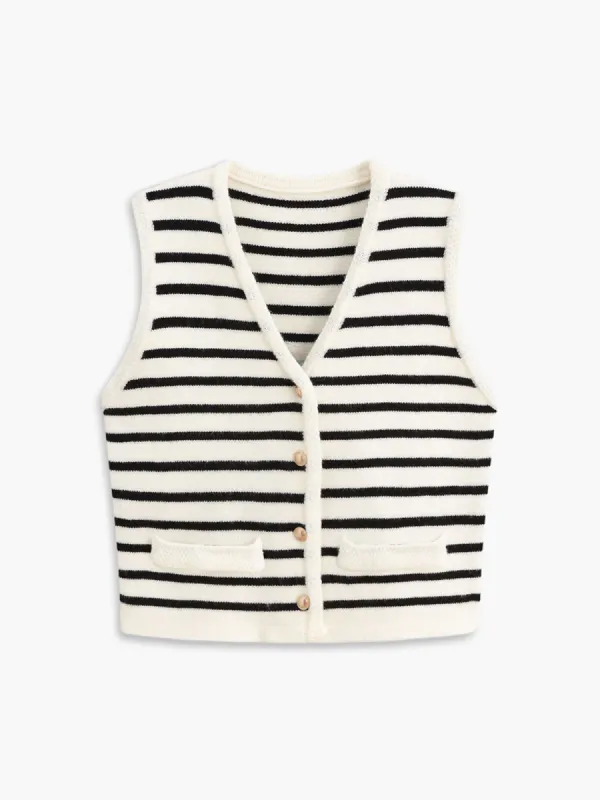 Old Money Aesthetics Stripe Sweater Vest sold by COMMENSE