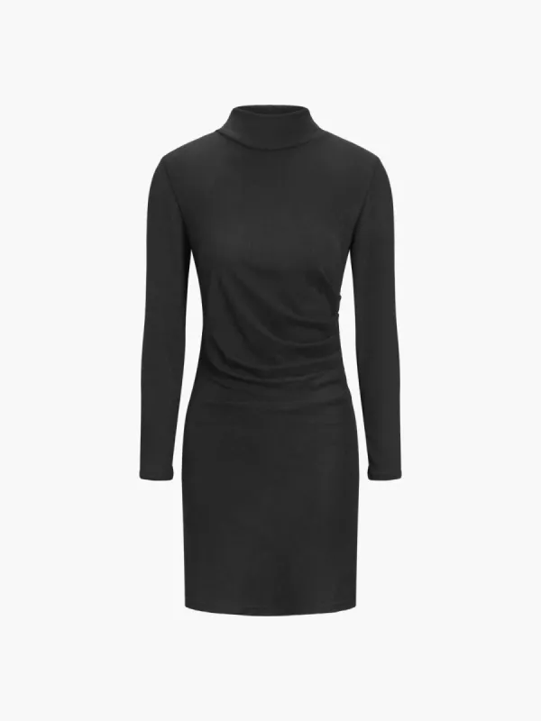 Mock Neck Ruched Long Sleeve Midi Dress sold by COMMENSE