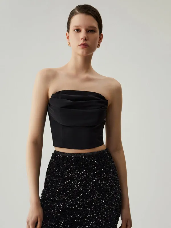 Solid Draped Tube Top sold by COMMENSE