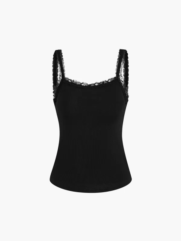 Crush Lace Trim Crop Cami Top sold by COMMENSE